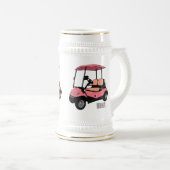 Golfwagen/Golf Buggy Cartoon Abbildung Bierglas (VorderseiteRechts)
