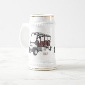 Golfwagen/Golf Buggy Cartoon Abbildung Bierglas (Vorderseite Links)