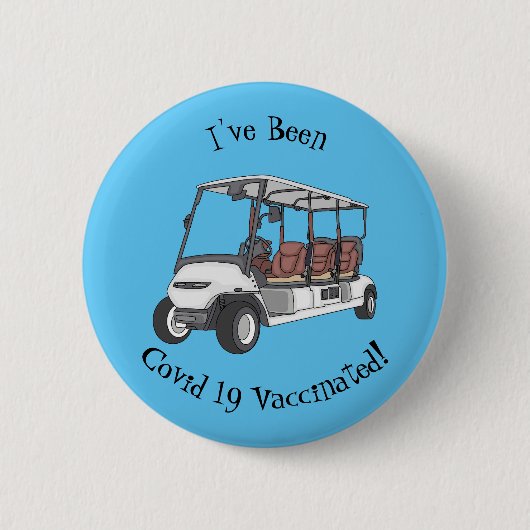 Golfwagen/Golf Buggy Cartoon Abbildung Button (Vorderseite)