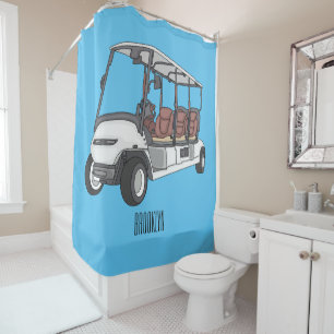 Golfwagen/Golf Buggy Cartoon Abbildung Duschvorhang