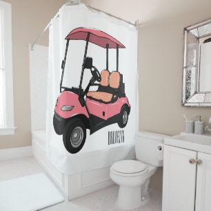 Golfwagen/Golf Buggy Cartoon Abbildung Duschvorhang