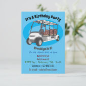 Golfwagen/Golf Buggy Cartoon Abbildung Einladung (Stehend Vorderseite)