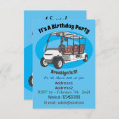 Golfwagen/Golf Buggy Cartoon Abbildung Einladung (Vorne/Hinten)