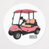 Golfwagen/Golf Buggy Cartoon Abbildung Etiketten (Design 1)