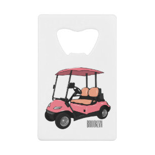 Golfwagen/Golf Buggy Cartoon Abbildung Geldbeutel Flaschenöffner