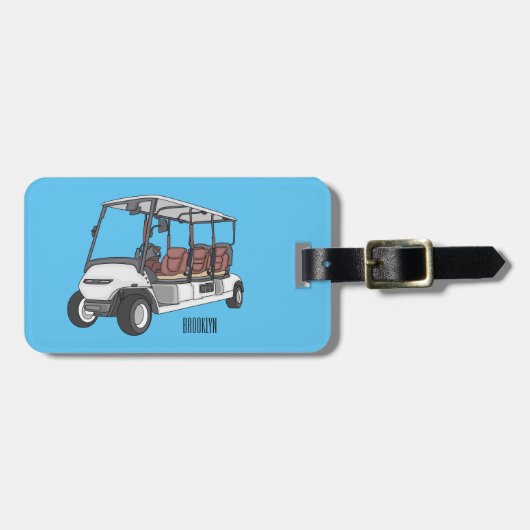Golfwagen/Golf Buggy Cartoon Abbildung Gepäckanhänger (Vorderseite horizontal)