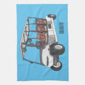 Golfwagen/Golf Buggy Cartoon Abbildung Geschirrtuch (Vertikal)