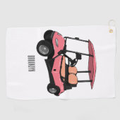 Golfwagen/Golf Buggy Cartoon Abbildung Golfhandtuch (Horizontal)