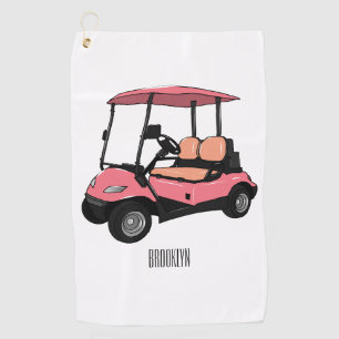 Golfwagen/Golf Buggy Cartoon Abbildung Golfhandtuch