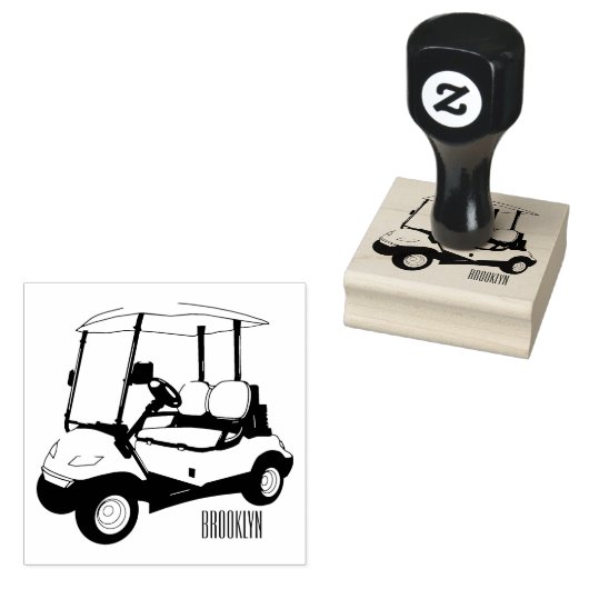Golfwagen/Golf Buggy Cartoon Abbildung Gummistempel (Stempel)