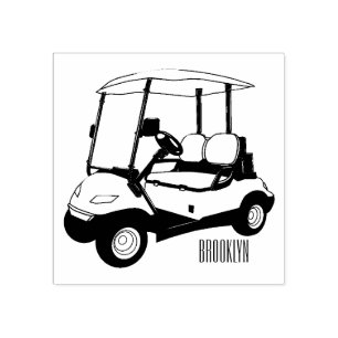 Golfwagen/Golf Buggy Cartoon Abbildung Gummistempel