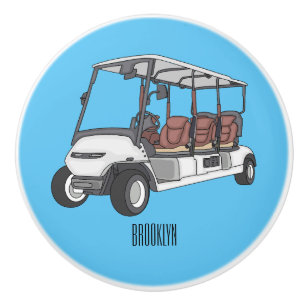 Golfwagen/Golf Buggy Cartoon Abbildung Keramikknauf