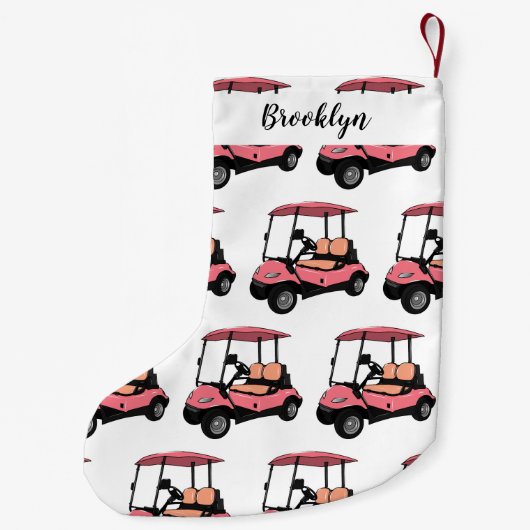Golfwagen/Golf Buggy Cartoon Abbildung Kleiner Weihnachtsstrumpf (Rückseite)