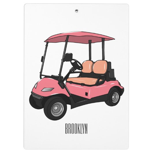 Golfwagen/Golf Buggy Cartoon Abbildung Klemmbrett (Rückseite)