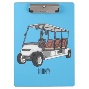 Golfwagen/Golf Buggy Cartoon Abbildung Klemmbrett
