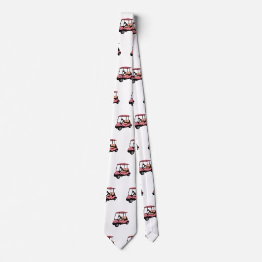 Golfwagen/Golf Buggy Cartoon Abbildung Krawatte (Vorderseite)
