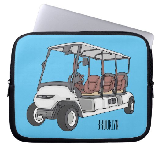 Golfwagen/Golf Buggy Cartoon Abbildung Laptopschutzhülle (Vorderseite)