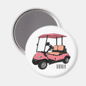 Golfwagen/Golf Buggy Cartoon Abbildung Magnet (Vorderseite/Rückseite)