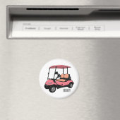 Golfwagen/Golf Buggy Cartoon Abbildung Magnet (In Situ (Geschirrspüler))