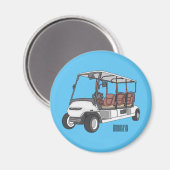 Golfwagen/Golf Buggy Cartoon Abbildung Magnet (Vorderseite/Rückseite)