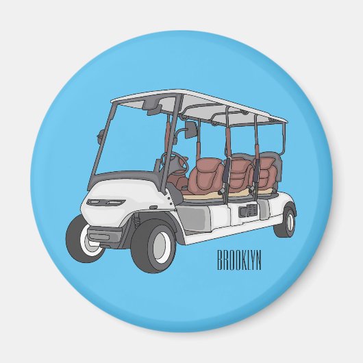 Golfwagen/Golf Buggy Cartoon Abbildung Magnet (Vorne)