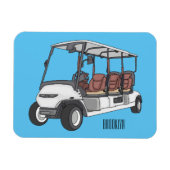 Golfwagen/Golf Buggy Cartoon Abbildung Magnet (Horizontal)
