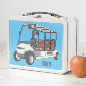 Golfwagen/Golf Buggy Cartoon Abbildung Metall Brotdose (Beispiel)