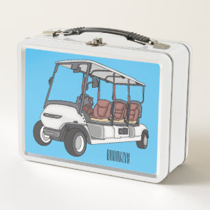 Golfwagen/Golf Buggy Cartoon Abbildung Metall Brotdose