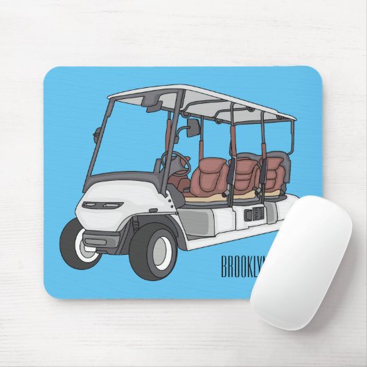 Golfwagen/Golf Buggy Cartoon Abbildung Mousepad (Mit Mouse)