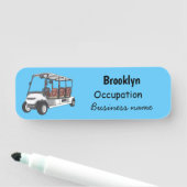 Golfwagen/Golf Buggy Cartoon Abbildung Namensschild (Beispiel)