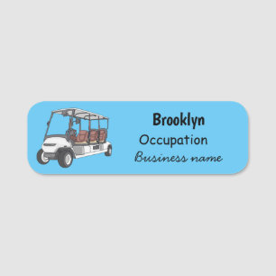 Golfwagen/Golf Buggy Cartoon Abbildung Namensschild