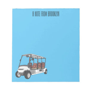 Golfwagen/Golf Buggy Cartoon Abbildung Notizblock