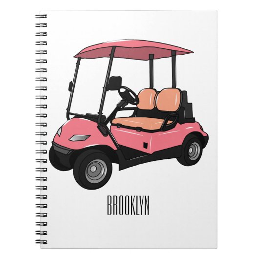 Golfwagen/Golf Buggy Cartoon Abbildung Notizblock (Vorderseite)