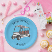 Golfwagen/Golf Buggy Cartoon Abbildung Pappteller (Party)
