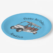 Golfwagen/Golf Buggy Cartoon Abbildung Pappteller (Schrägansicht)