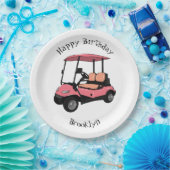 Golfwagen/Golf Buggy Cartoon Abbildung Pappteller (Party)
