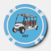 Golfwagen/Golf Buggy Cartoon Abbildung Pokerchips (Rückseite)