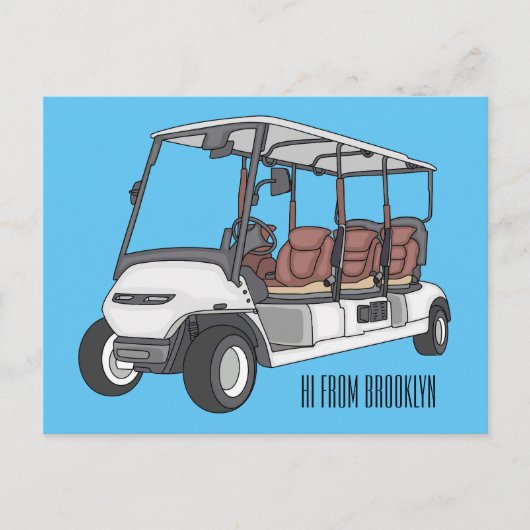 Golfwagen/Golf Buggy Cartoon Abbildung Postkarte (Vorderseite)