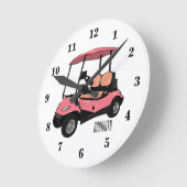 Golfwagen/Golf Buggy Cartoon Abbildung Runde Wanduhr (Winkel)