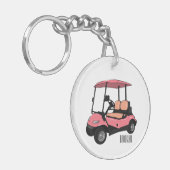 Golfwagen/Golf Buggy Cartoon Abbildung Schlüsselanhänger (Vorderseite links)