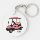 Golfwagen/Golf Buggy Cartoon Abbildung Schlüsselanhänger (Rückseite)