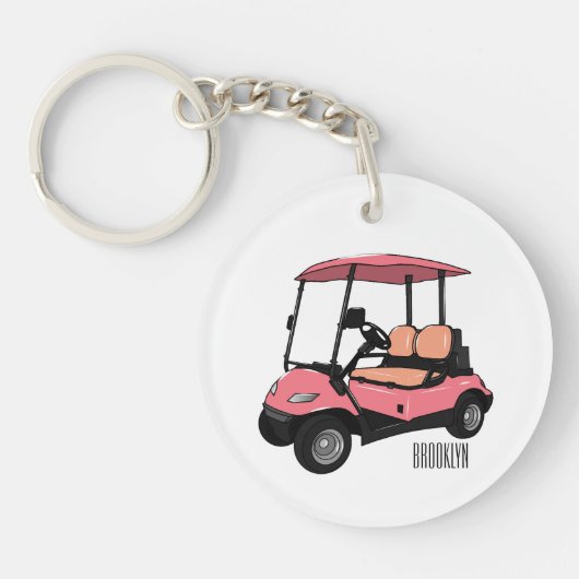 Golfwagen/Golf Buggy Cartoon Abbildung Schlüsselanhänger (Vorderseite)