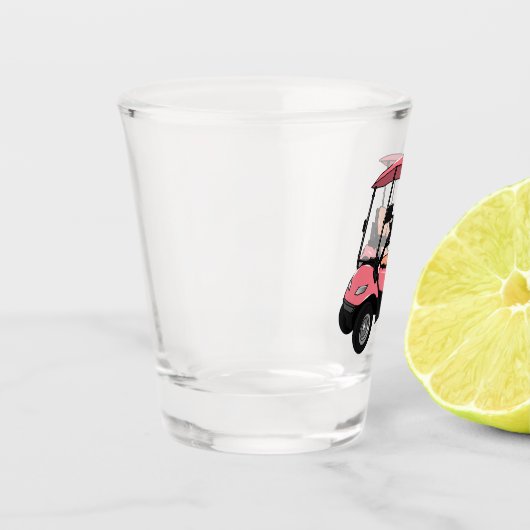 Golfwagen/Golf Buggy Cartoon Abbildung Schnapsglas (Links)