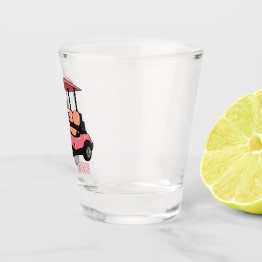Golfwagen/Golf Buggy Cartoon Abbildung Schnapsglas (Rechts)