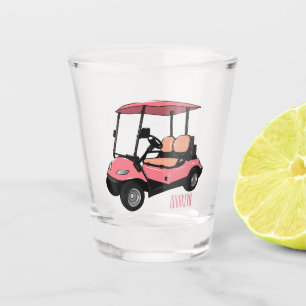 Golfwagen/Golf Buggy Cartoon Abbildung Schnapsglas