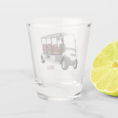 Golfwagen/Golf Buggy Cartoon Abbildung Schnapsglas (Rückseite)