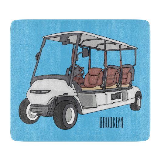 Golfwagen/Golf Buggy Cartoon Abbildung Schneidebrett (Vorderseite)