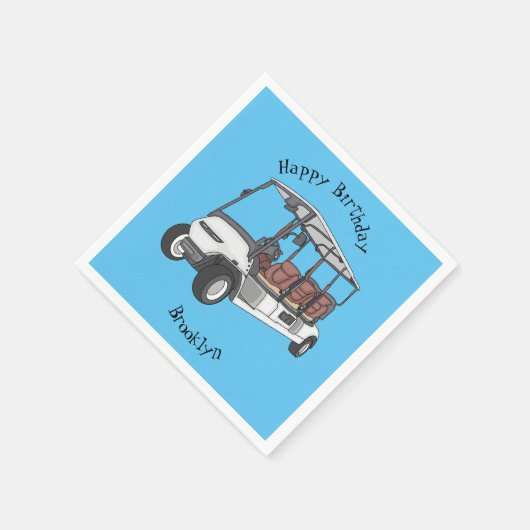 Golfwagen/Golf Buggy Cartoon Abbildung Serviette (Ecke)