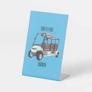 Golfwagen/Golf Buggy Cartoon Abbildung Sockelschild