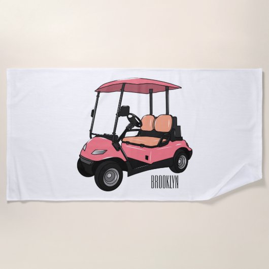 Golfwagen/Golf Buggy Cartoon Abbildung Strandtuch (Vorderseite)